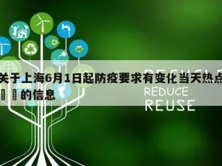 关于上海6月1日起防疫要求有变化当天热点㊙️的信息